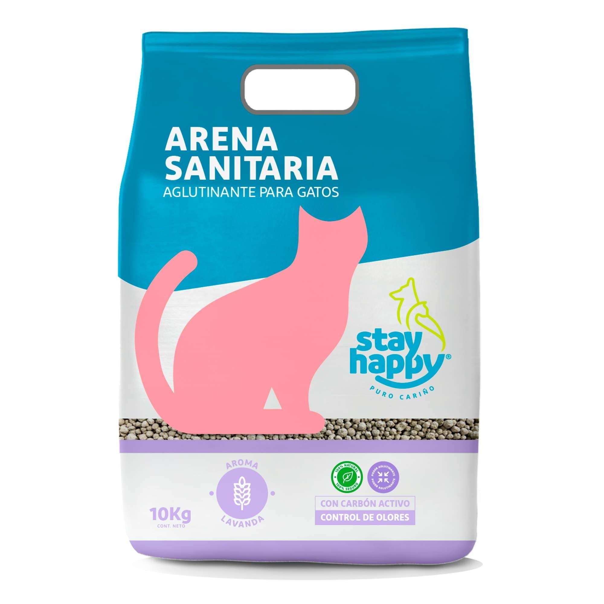 Arena Sanitaria Para Gato Aglutinante Con Aroma A Lavanda Bolsa 10 kg Stay Happy