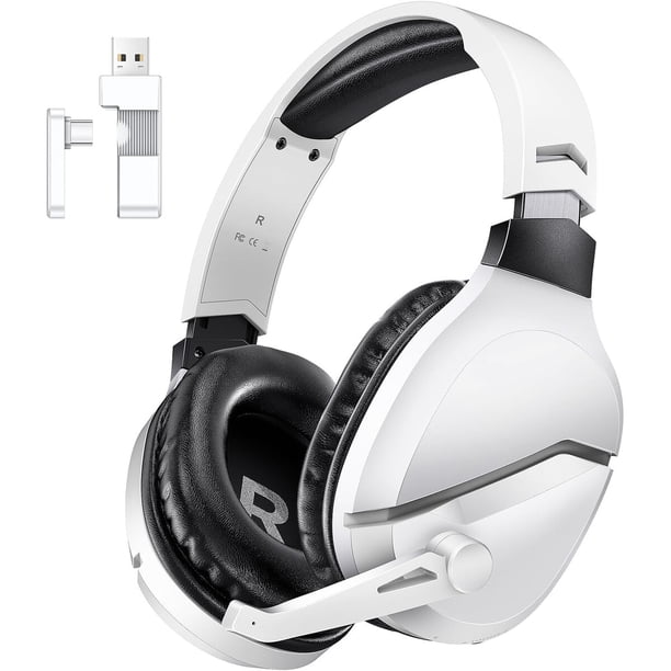 Audífonos inalámbricos para gaming con micrófono para PS5, PS4 y PC, 48 horas, blancos
