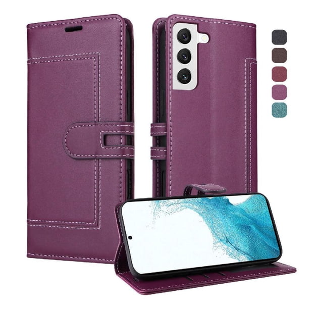 Premium Wallet Case for Samsung Galaxy S23 Plus with Card Slots & Kickstand, Flip Cover Purple