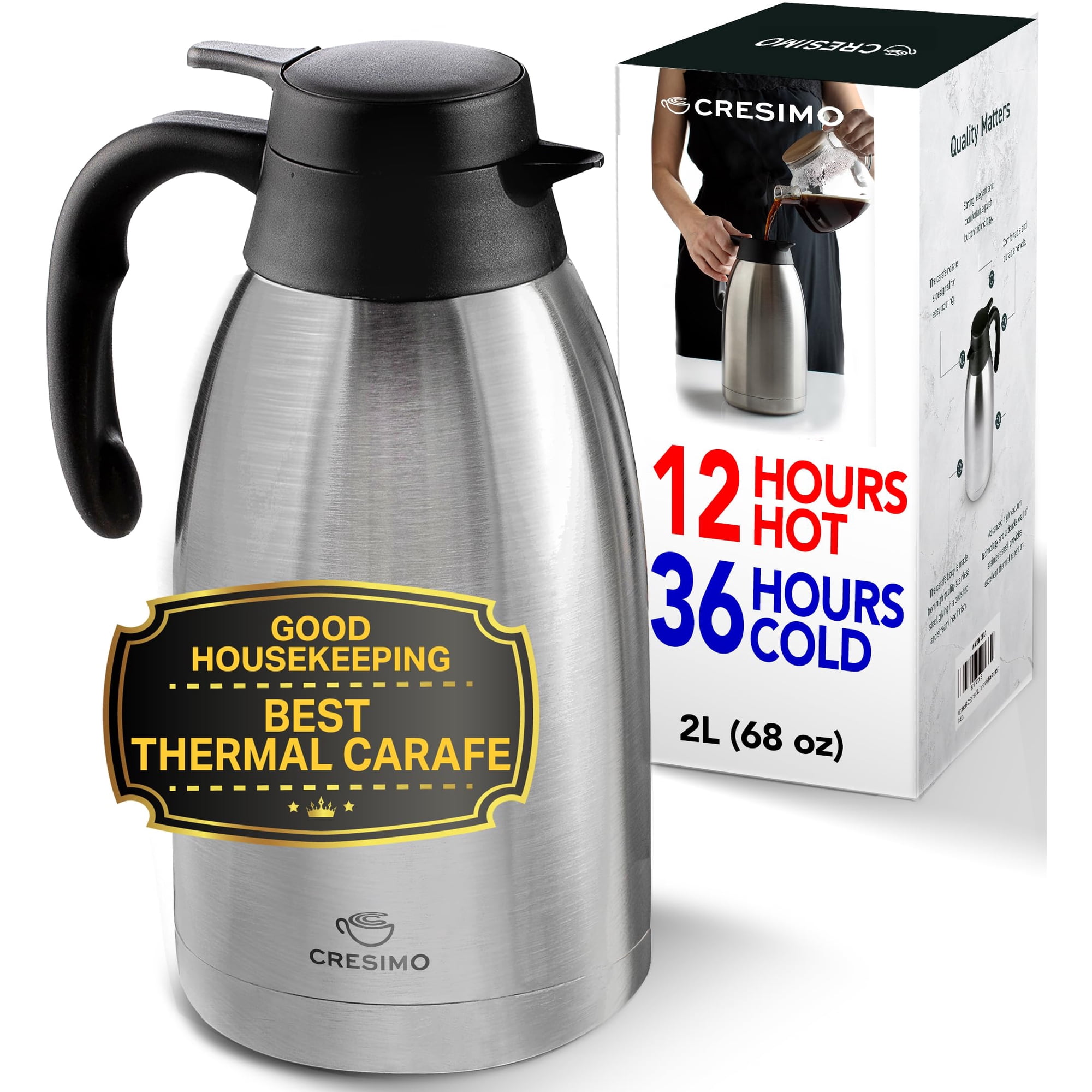 Cresimo - Jarra Térmica Para Café De 2 Litros 12 Horas De Aislamiento Térmico