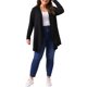 thumbnail image 2 of Agnes Orinda Cárdigan de Talla Grande para Mujeres Escuela Universidad Manga Larga Abierto al Frente Ligero Dobladillo Alto Bajo Cubiertas Draped 2X Negro, 2 of 6