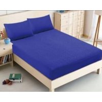 Genérico - Cubrecolchón Acolchado King + 2 Fundas De Cojín - Azul