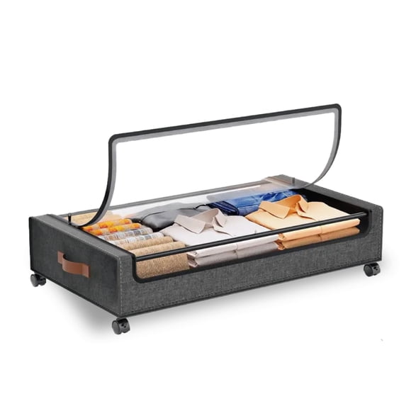 Carrito Organizador Bajo Cama Homely 48 Litros Ruedas Oxford 600D Tapa Transparente