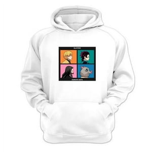 Genérico - Poleron Canguro Demon Slayer Blanco Talla Xs Unisex