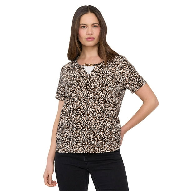 Polera Mujer Full Print Joya Carey Ecru Corona