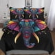 thumbnail image 1 of Juego de ropa de cama de 3 piezas con funda nórdica de elefante colorido, estampado 3D de animales salvajes, de microfibra con cierre de cremallera oculto y fundas de almohada., 1 of 3