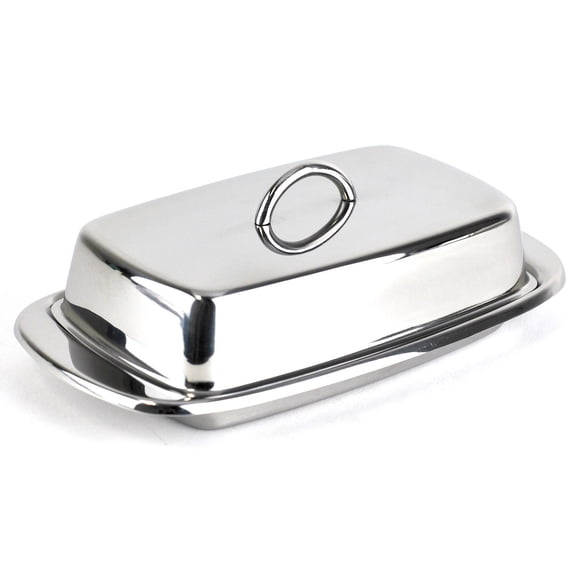 Cuisinox Mantequillera de acero inoxidable con tapa, 10,2 cm x 19,1 cm