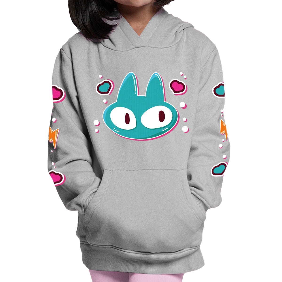 Bagustore - Polerón Estampado Gato Corazones