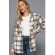 thumbnail image 2 of Saronite Chaqueta Polar con Capucha y Estampado a Cuadros, Botones Al Frente y Capucha Acogedora, Color Blanco/gris (para Mujer), 2 of 5