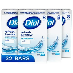 Jabón Dial Antibacterial Refrescante Y Renovador 4Oz 32 Barras