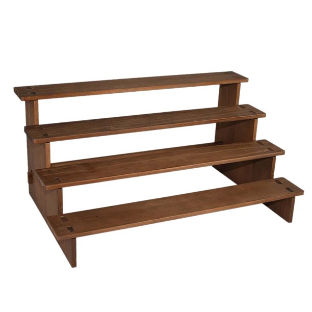 Estante elevador de exhibición de madera, soporte para servir escalonado de 4 niveles, estante de especias rústico multifuncional para botella de vino 40x24x19cm