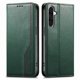 thumbnail image 1 of Funda tipo cartera para Samsung Galaxy A57 de piel con cierre magnético, ranuras para tarjetas y correa para la muñeca Verde, 1 of 6
