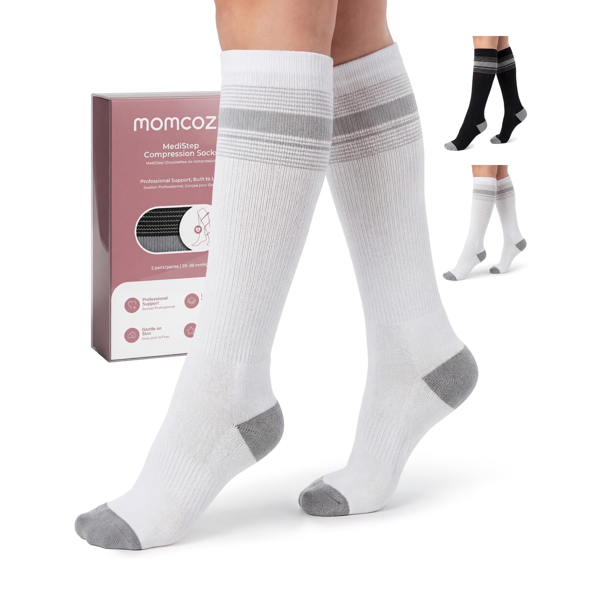 Calcetines De Compresión Momcozy Medical Grade 20-30 Mmhg, 2 Pares