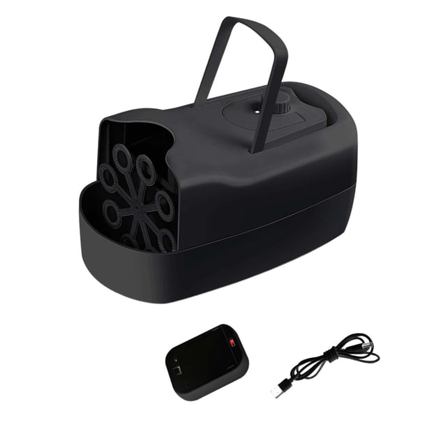 Máquina de burbujas eléctrica para hacer burbujas, escenario portátil, soplador de burbujas automático de rendimiento, máquina de burbujas para niños Negro