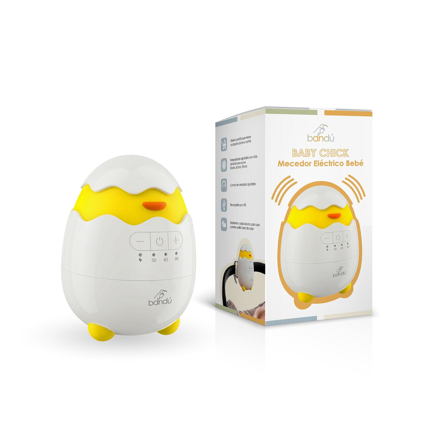 Mecedor Electrico Coche Recargable Bebe Baby Chick Bandú Blanco