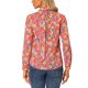 thumbnail image 3 of INSPIRE CHIC Camisa de Mujer con Botones, Estampado Floral Pequeño, Manga Larga, Cuello en Punta, Top de Oficina, Talla S, Naranja, 3 of 6