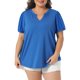 thumbnail image 1 of Agnes Orinda Blusas de Pascua para Mujer Tallas Grandes Cuello en V Bordado de Ojales Manga Abullonada Texturizada Moda Verano 2026 Blusa Casual Túnica 4X Azul Real, 1 of 6