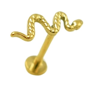 Elbauldejuma - Piercing Labret Serpiente Chapada En Oro Titanio Astm F136