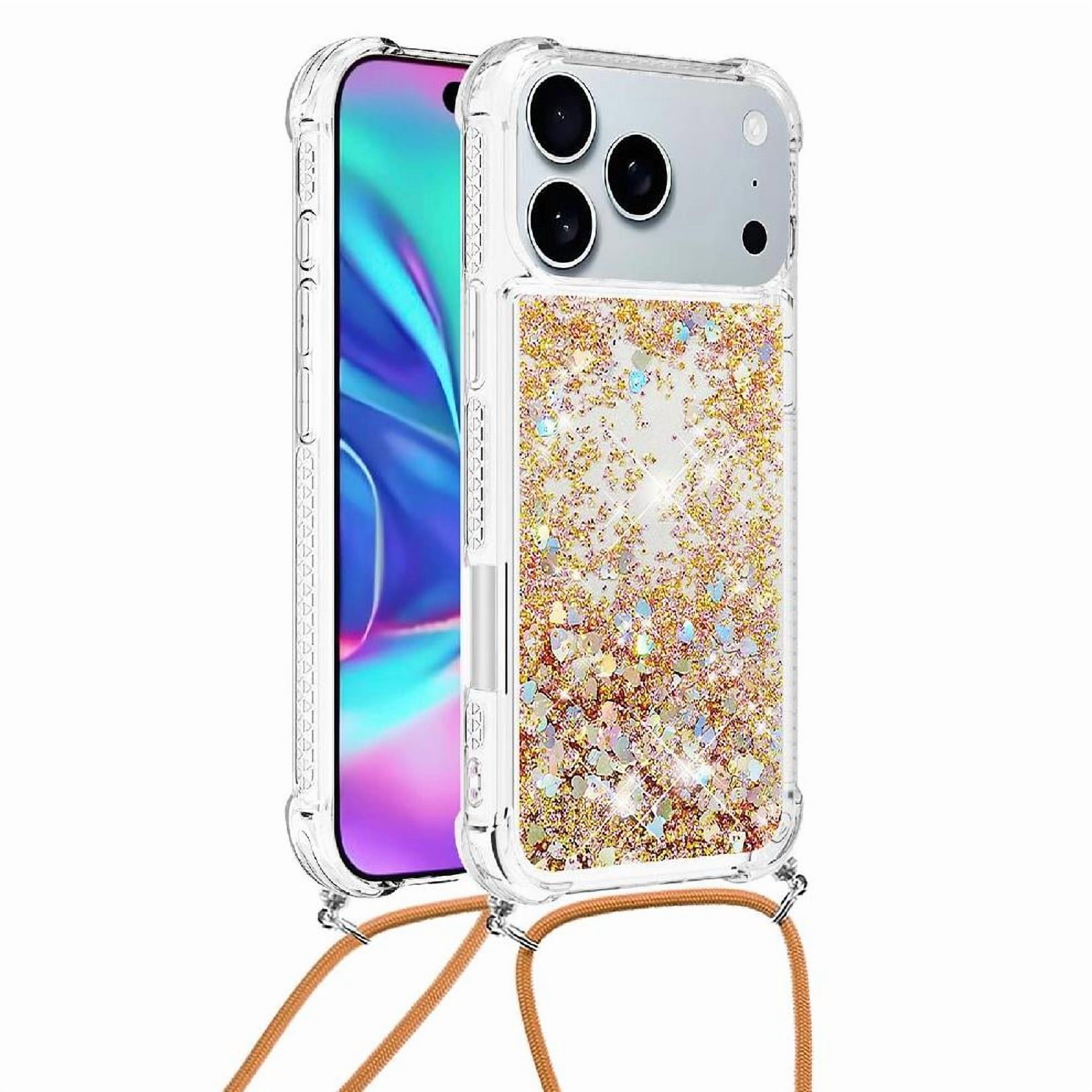 Funda Foxdock Para Iphone 17 Pro Con Cuerda Ajustable, Brillo Líquido, Protección Antigolpes Y Lente – Ideal Para Regalo