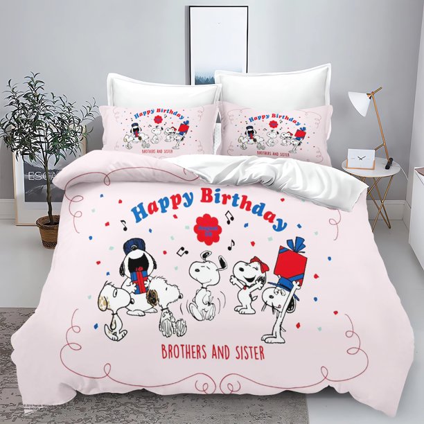 Cute Snoopy Dog Print Bedding Sets Comforter Cover Bed Cover Duvet Cover Pillow Case 2-3 Pieces Sets Kids Adult Bedroom Decor