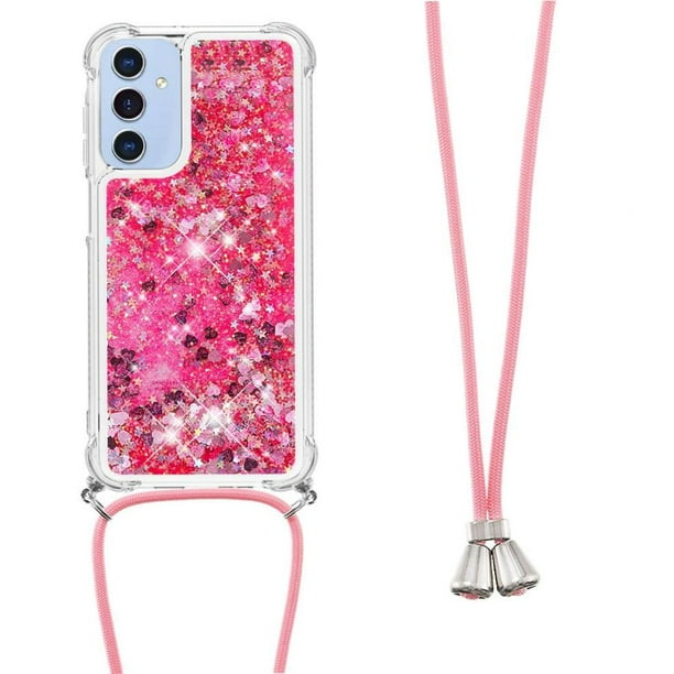 Funda FOXDOCK para Samsung Galaxy A15 con Cuerda Ajustable, Brillo Líquido, Protección Antigolpes y Lente – Ideal para Regalo