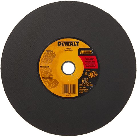 Disco De Corte Dewalt Dw8022 Para Metal De 12 X 1/8 Pulgadas