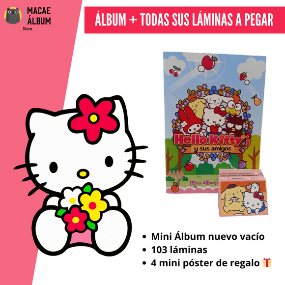 Mini Álbum Hello Kitty y sus amigos + Todas Sus Láminas A Pegar