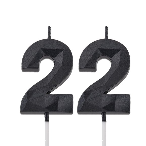 Velas JEVONS número 22 negro con glitter – paquete de 2