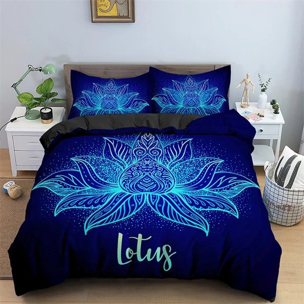 Bohemian Lotus Bedding SetDuvet Cover Comforter Bed Set Quilt Cover Pillowcase Boys Girls Adults