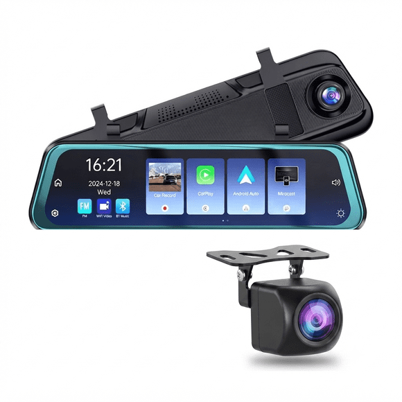 Cámara Espejo Retrovisor 9,66" con Carplay y Android Auto