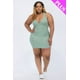 thumbnail image 1 of Vestido Mini De Tirantes Con Cuello Dividido Y Canalé De Talla Grande, 1 of 2