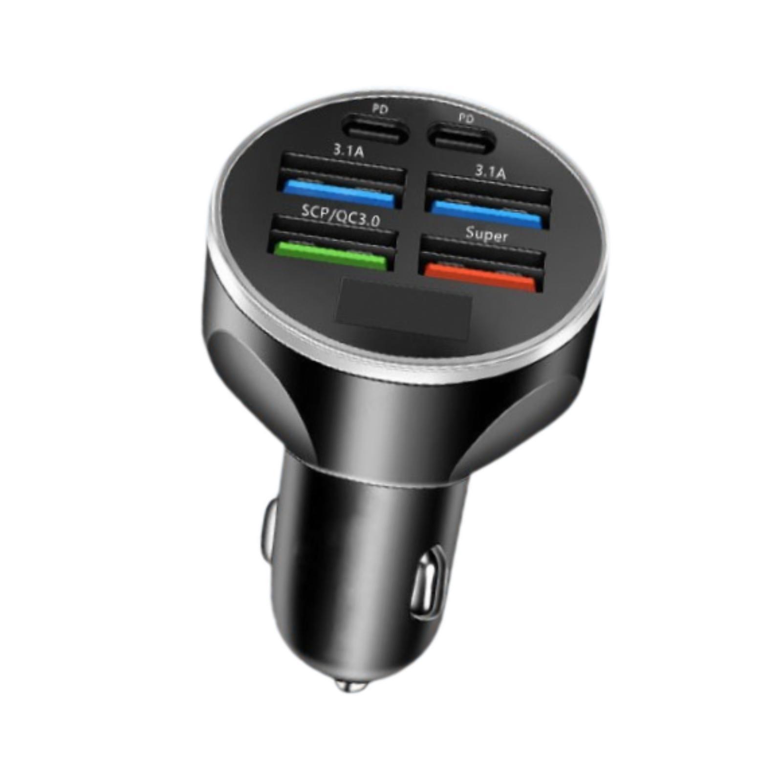 Magideal - Adaptador De Cargador De Coche De 120W, Accesorios Para Automóviles Seguros 12V-24V Dc 6 En 1 Puertos Múltiples