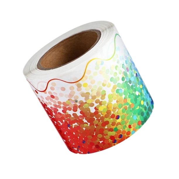 Accesorio de decoración de aula con borde de ajuste de puntos coloridos 7,6 cm x 11 M multiusos duradero decorativo impermeable para ventana, pizarra Estilo B