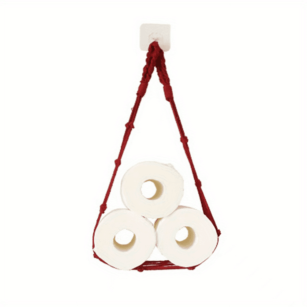 1pc Bohemian Style Cotton Rope Wall Hanging Paper Towel Holder - Simple and Stylish Storage Rack