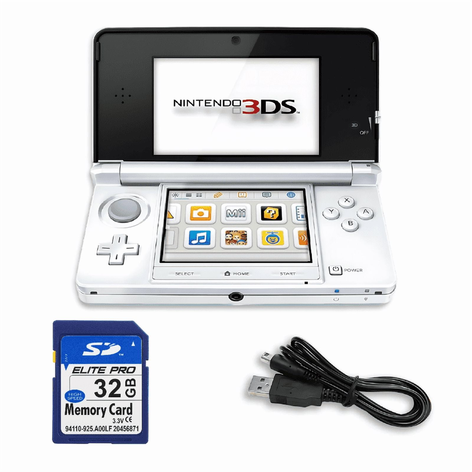 Nintendo 3ds Game Console With Retrofam 32gb Sd, Ice White (refurbished)
