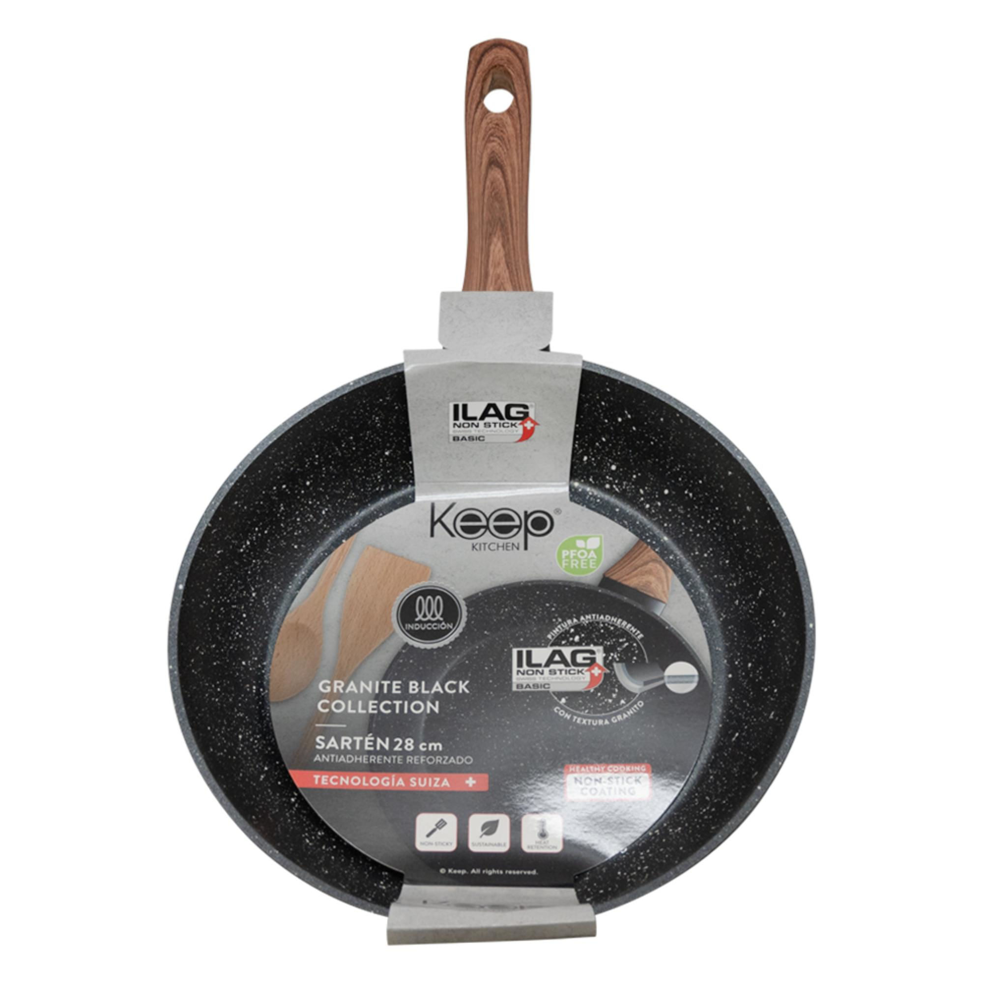 Keep - Sartén 28 Cm Granite Aluminio Forjado Negro