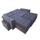 thumbnail image 4 of Sofá Cama L Negro Felpa 3 Plazas 200 cm con Baúl y Puffs, 4 of 5