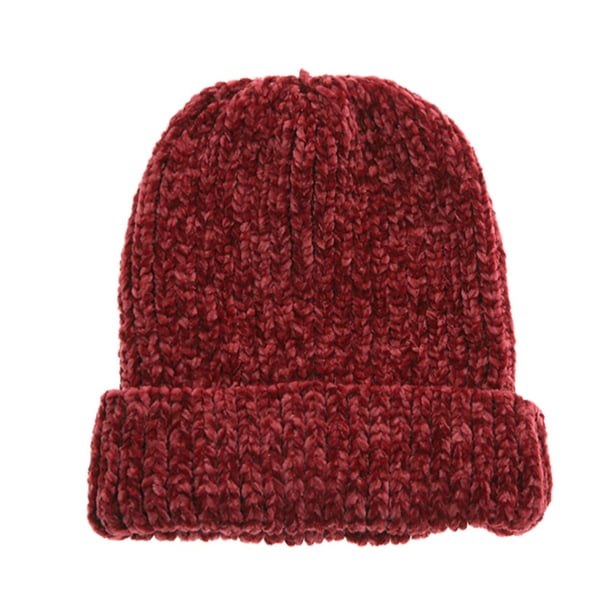 Gorros de lana de chenilla para hombre y mujer, gruesos, de invierno, cálidos, de color liso y con paneles ligeros.