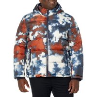 Chaqueta Tommy Hilfiger Para Hombre, Con Capucha, Acolchada, Azul Marino/Naranja, Talla L