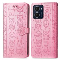 Funda Cartera Foxdock Para Hmd Pulse Pro , Flip Pu Con Relieve De Gatos Y Perros, Tarjetero Y Soporte