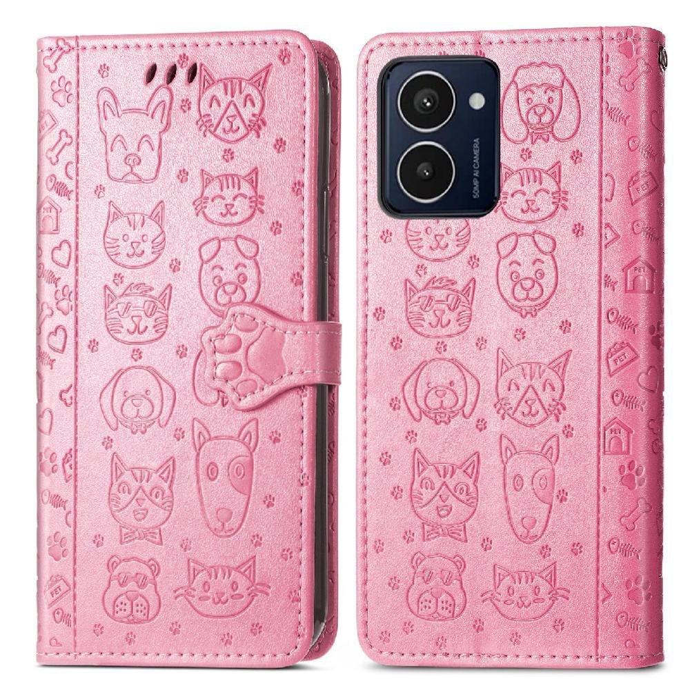 Funda Cartera Foxdock Para Hmd Pulse Pro , Flip Pu Con Relieve De Gatos Y Perros, Tarjetero Y Soporte