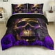 thumbnail image 2 of 3pcs Soft and Breathable Purple Rose Skull Pattern Duvet Cover Set for Bedroom, Guest Room, and Dorm Decor - Includes 1 Duvet Cover and 2 Pillowcases (Core Not Included), 2 of 2