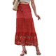 thumbnail image 4 of INSPIRE CHIC Falda larga de verano para mujeres 2026 con estampado floral bohemio y cintura alta elástica A Line Beach Skirt S Rojo, 4 of 6