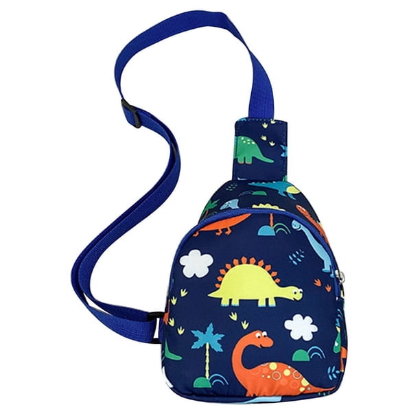 Fashion Children Cross Body Bag Cute Trend Shoulder Bag Zipper Bag Cartoon Dinosaur Print Children's Chest Bags Schoolbag