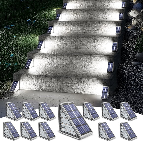 Luces solares para escalones NIORSUN para exterior, impermeables IP67 (paquete de 12)