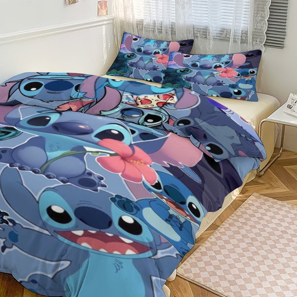 Stitch Print Bedding Set Pattern Duvet Cove Set 3 Pieces 1 Quilt Cover And 2 Pillowcases for Women Men Teens