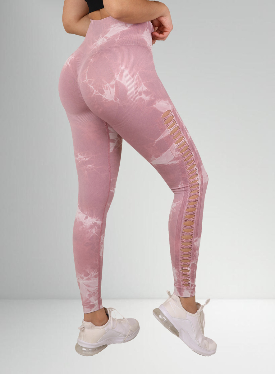 Genérica - Leggings Tie Dye Mujer Push Up Con Abertura Escalonada