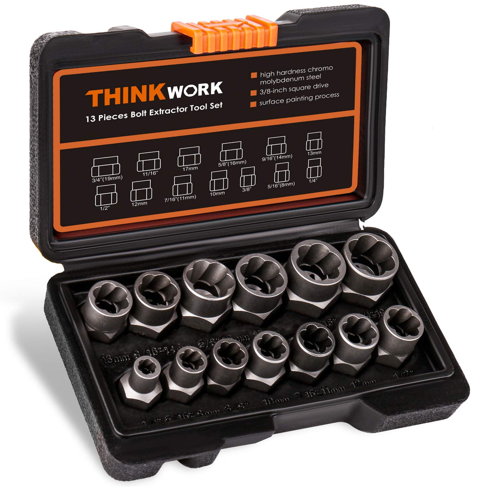Juego De Extractores De Pernos Thinkwork, 13 Unidades, Eliminador De Impactos Y Tuercas