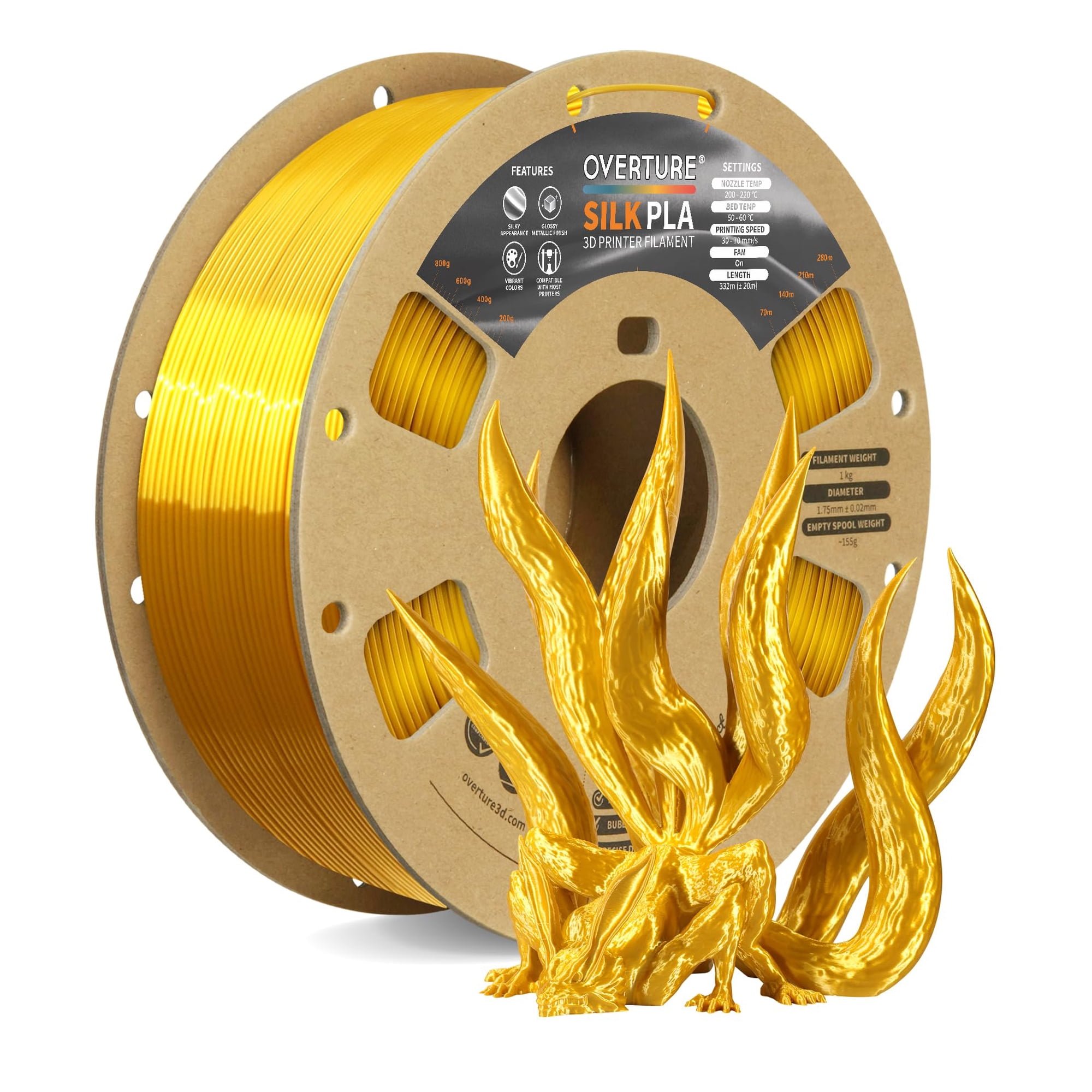 Overture - Filamento Para Impresora 3d Silk Pla Bobina De 1 75 Mm Y 1 Kg