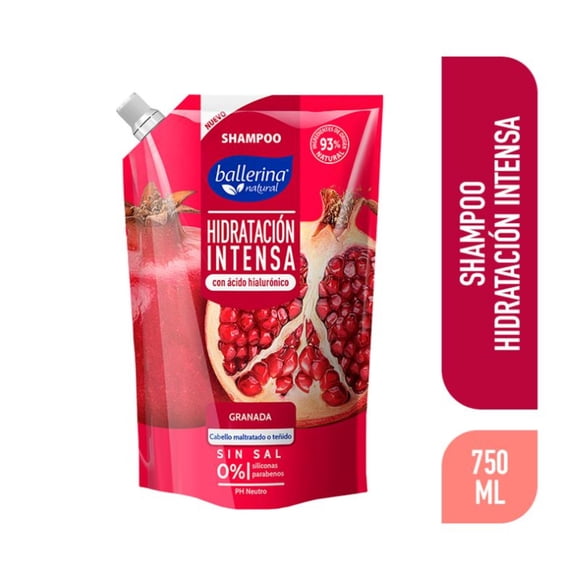 Shampoo Bellerina ballerina granada con ácido hialurónico, 750 ml